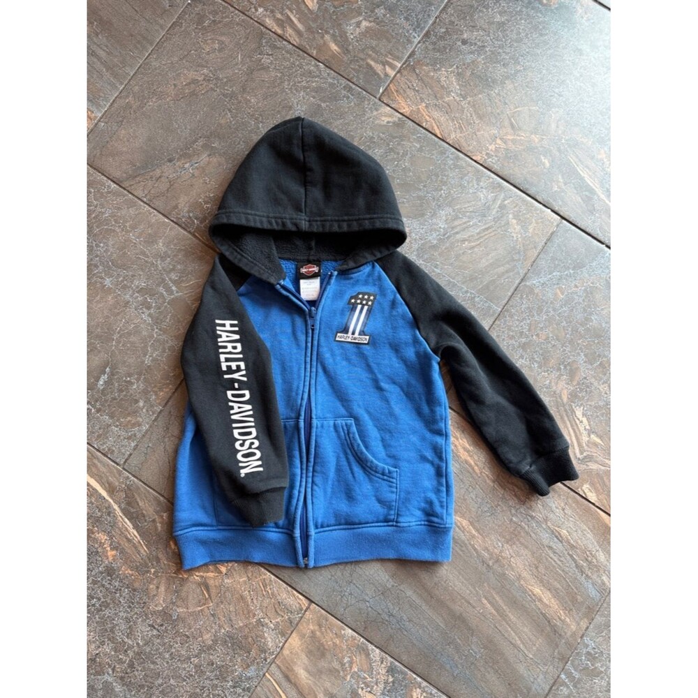 Harley-Davidson Blue Kids Zip Up Hoodie Size 4/5T